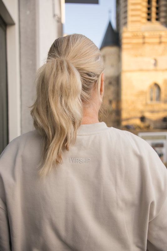 WRSH⁠P Oversized Unisex Sweatshirt – Beige