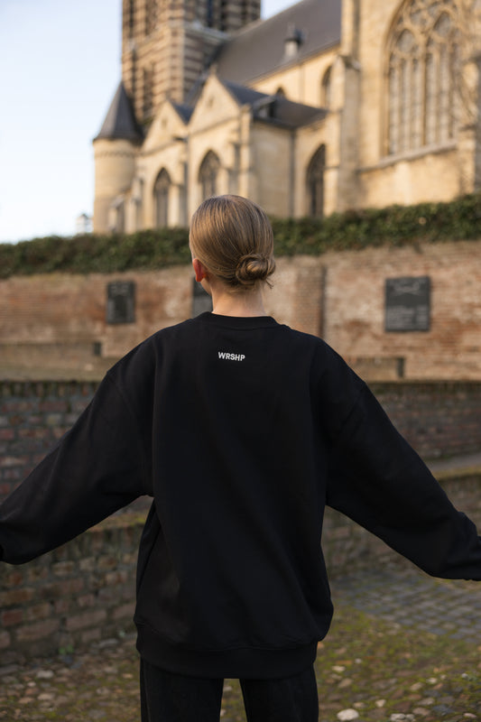 WRSH⁠P Oversized Unisex Sweatshirt – Zwart